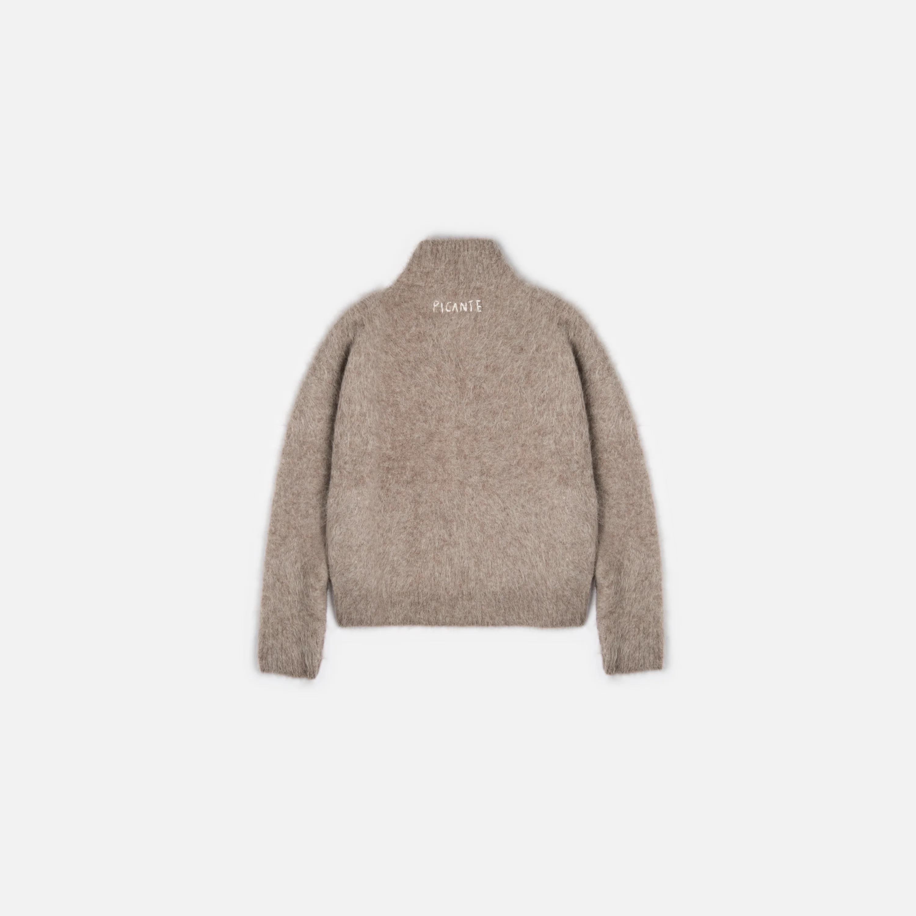 Alpaca Zip Funnel Knit Sweater - Image 2