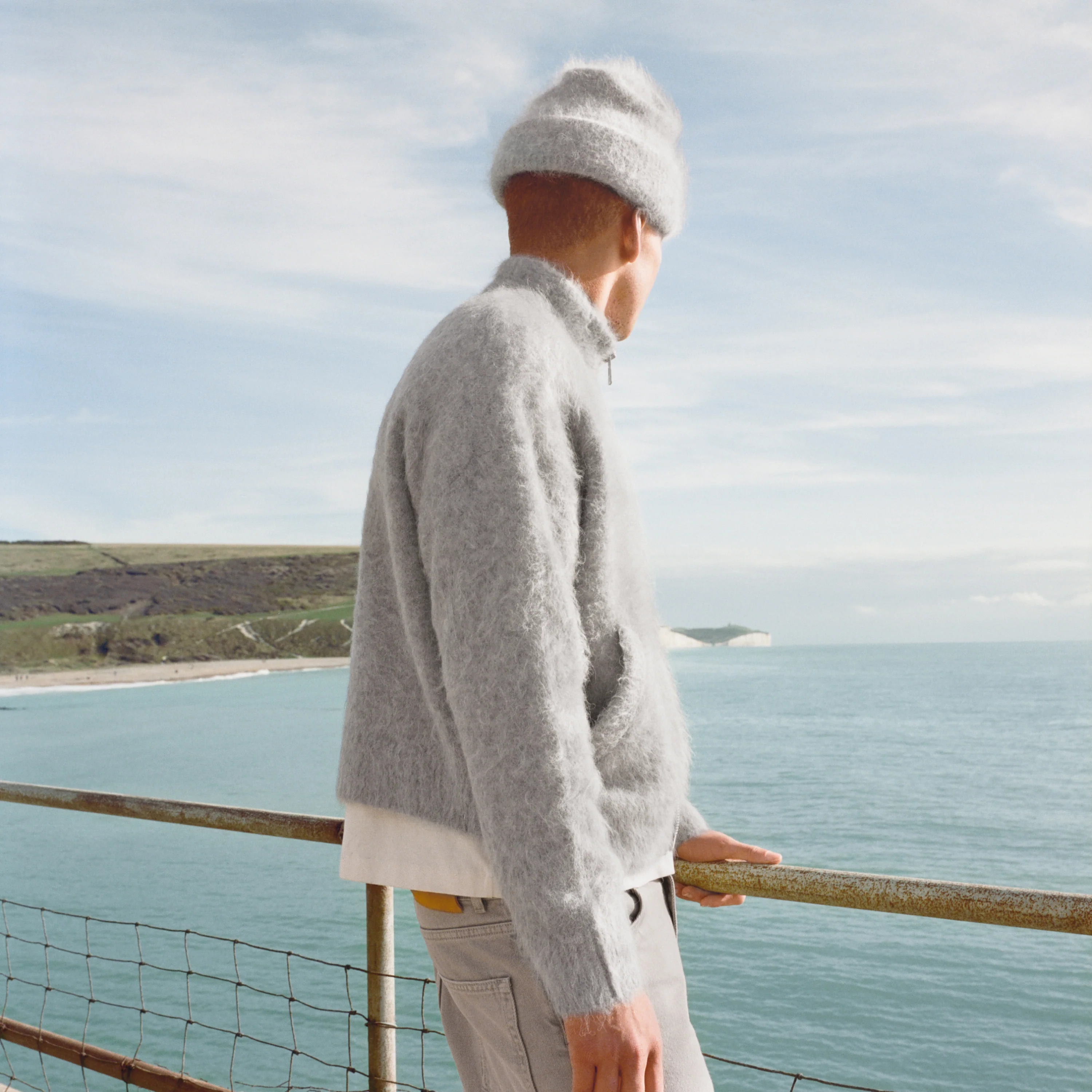 Alpaca Zip Funnel Knit Sweater - Image 4