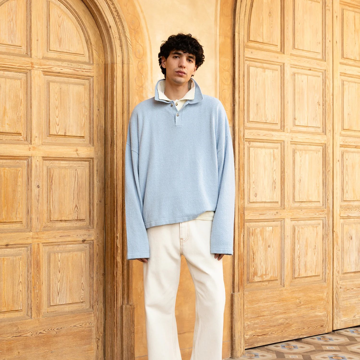 Boucle Longsleeve Polo Shirt - Image 3