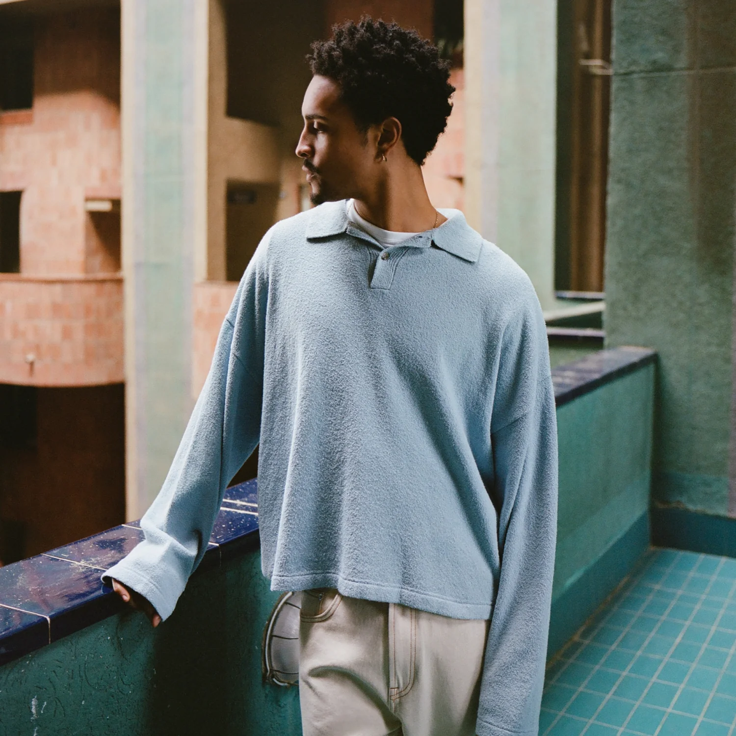 Boucle Longsleeve Polo Shirt - Image 4