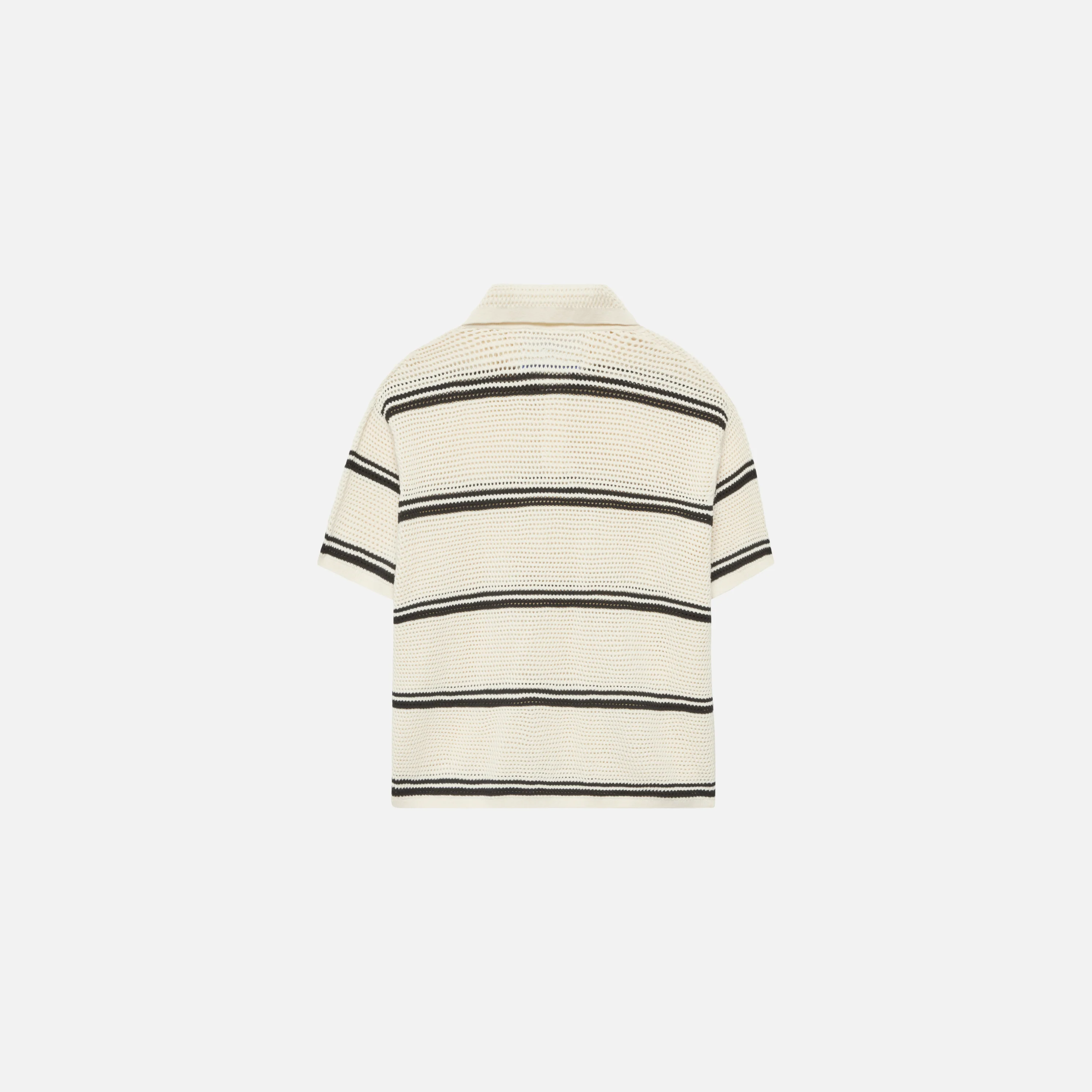 Mesh Knit Striped Polo - Image 2