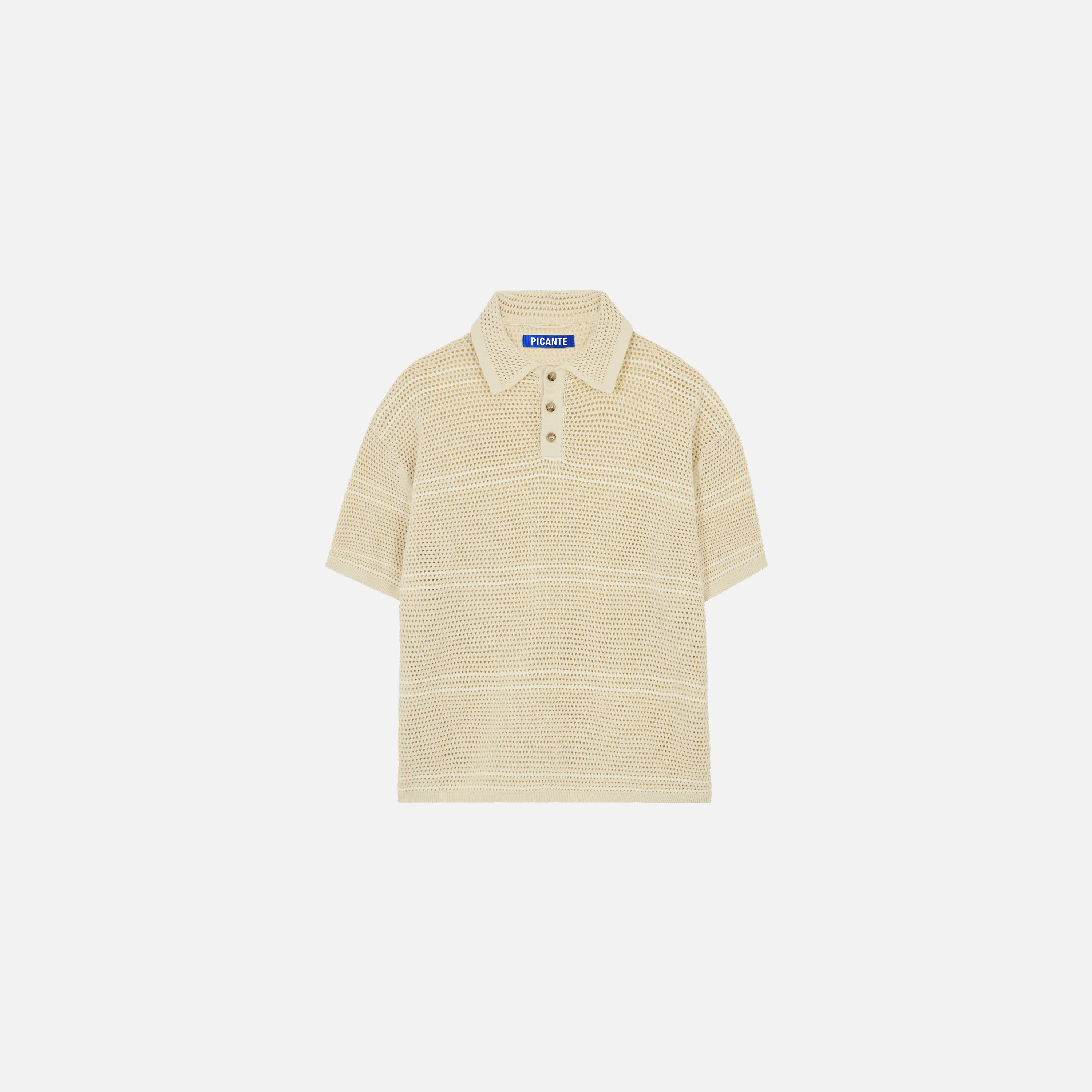 Mesh Knit Striped Polo