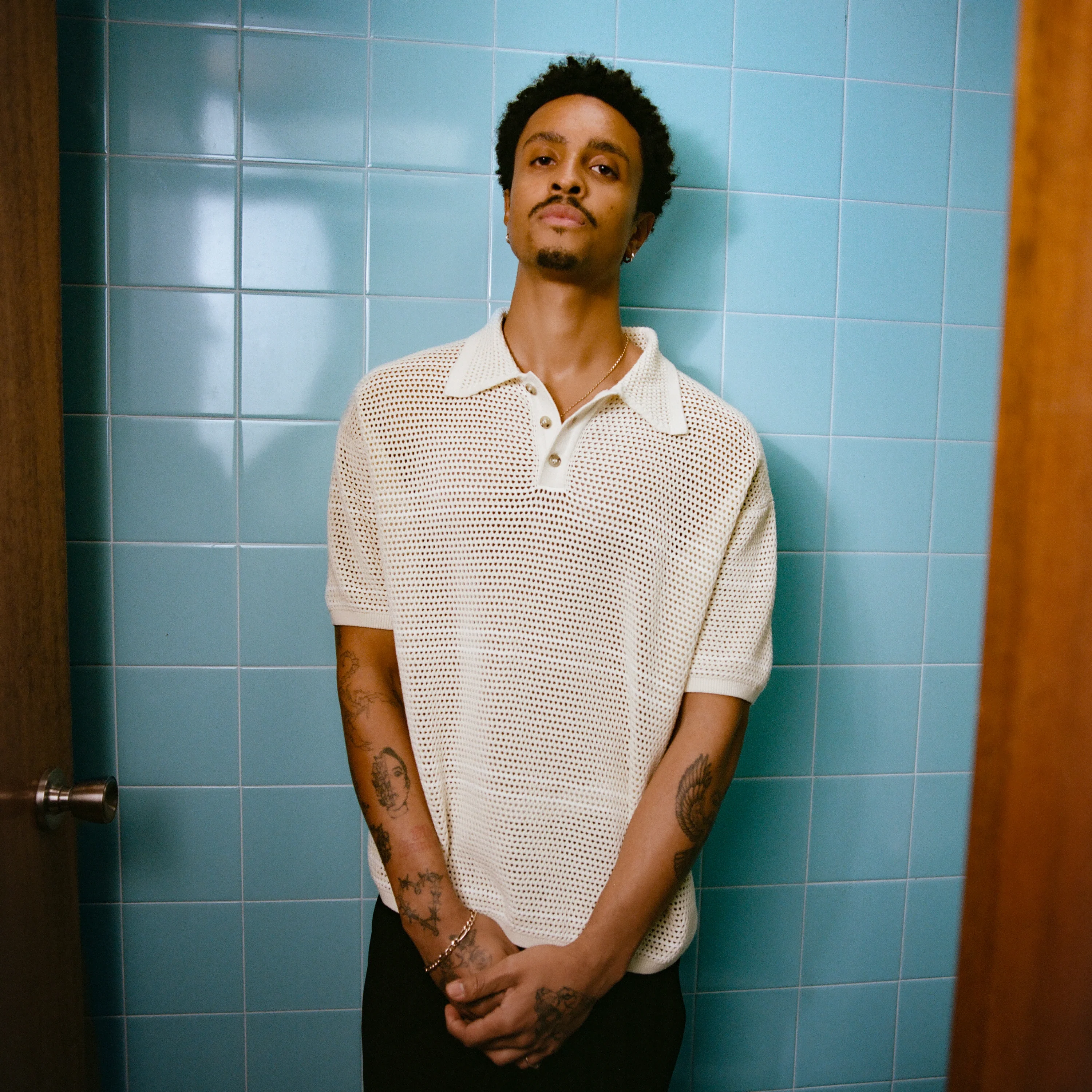 Mesh Knit Striped Polo - Image 5