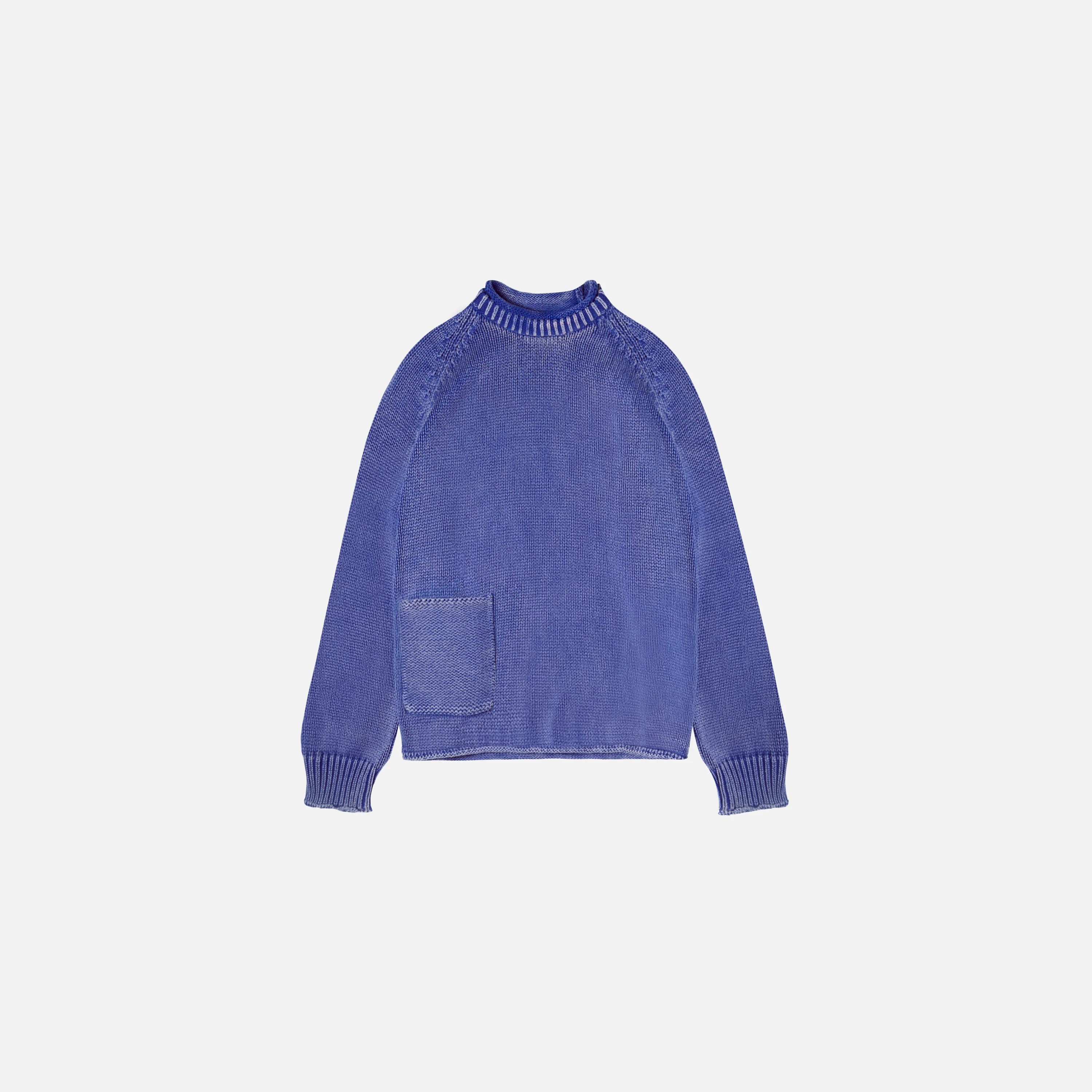 Washed Raw Edge Roll-Neck Sweater