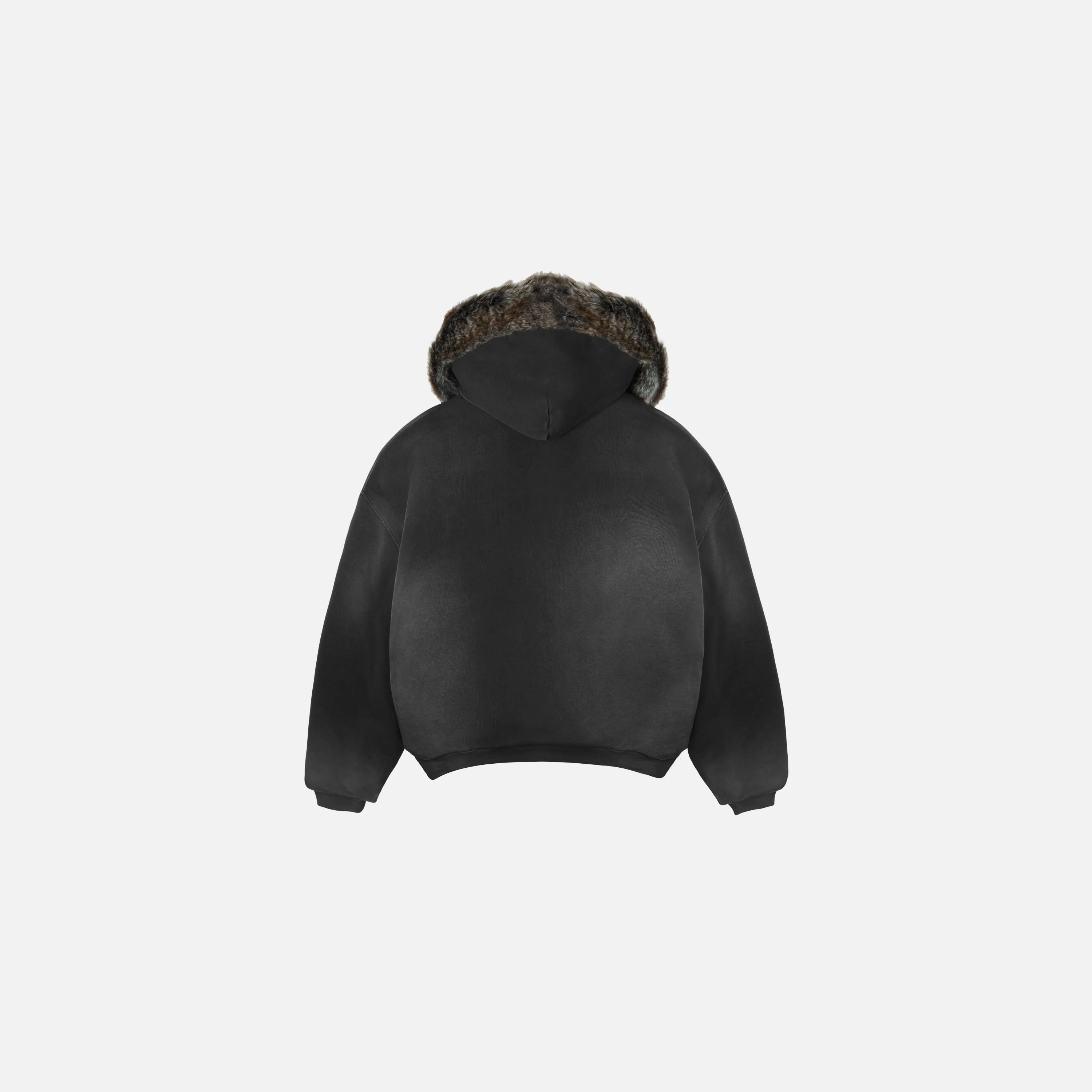 Faux Fur Lined Sun-Faded Zip-Up Hoodie - Image 2
